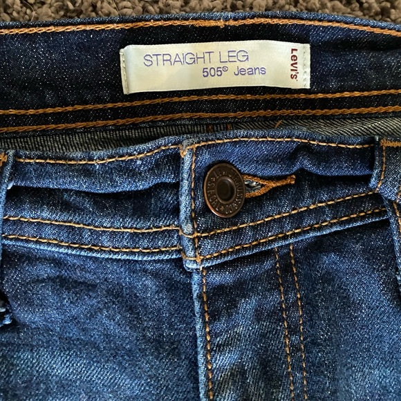 Levis Straight Leg Jeans Size 10 M Style 505 Stretch Blue Denim Factory Scored - Picture 5 of 7